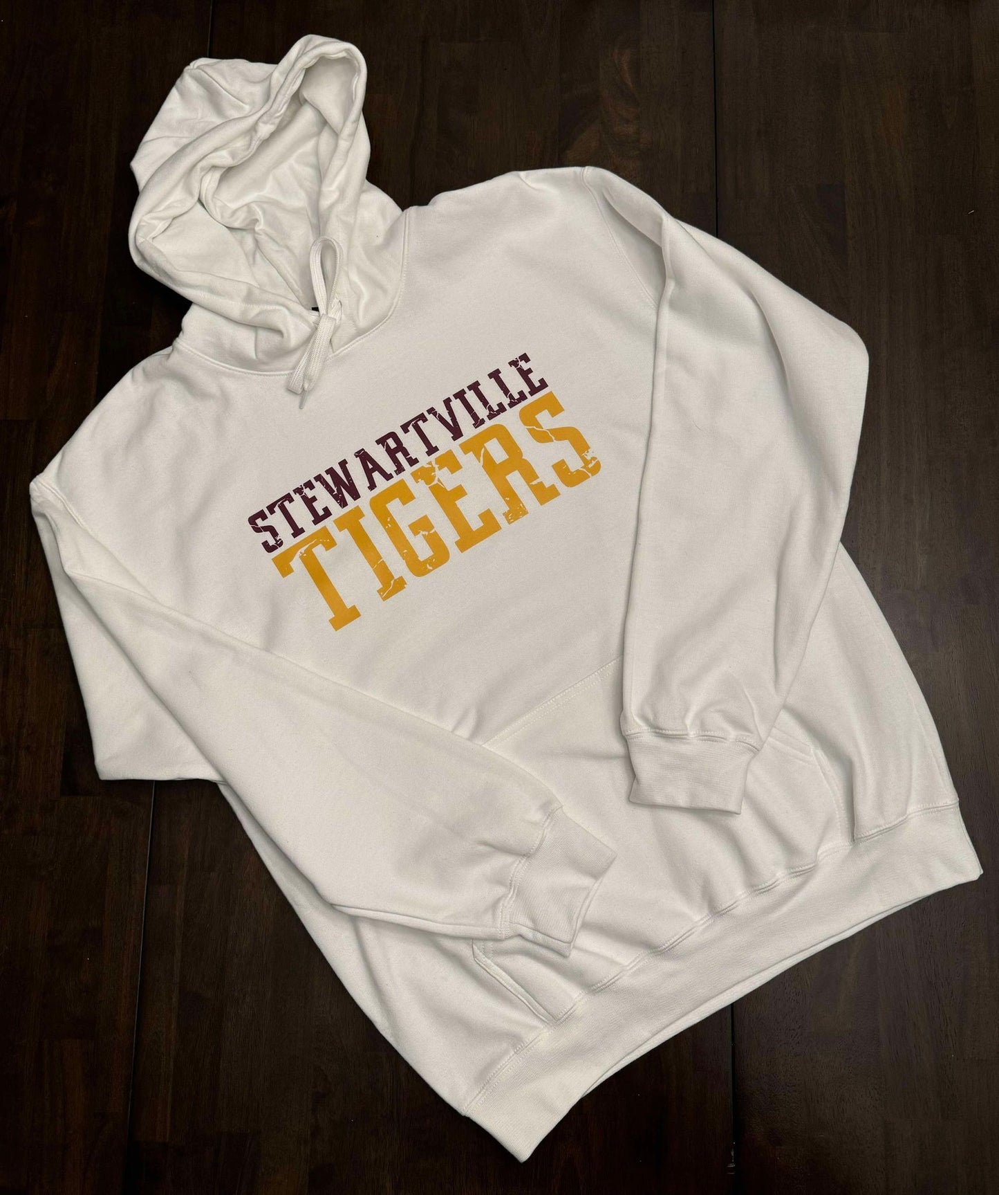 Stewartville Tigers WHITE OUT gear- YOUTH- Short Sleeve, Long Sleeve, Crew or Hoodie