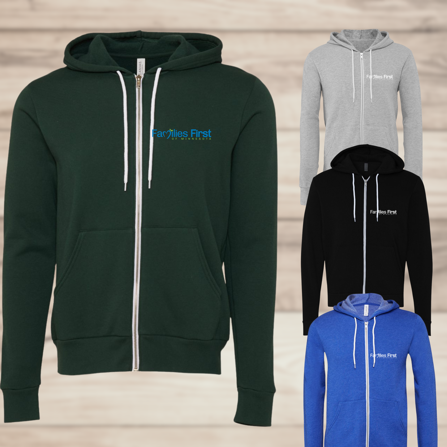 Families First of MN - Hooded Full Zip Sweatshirt - multiple color options
