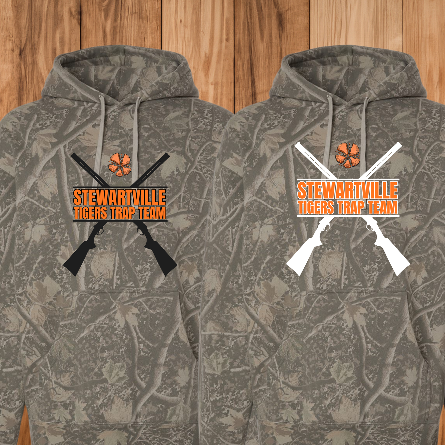 Stewartville Tigers Trap Team -  CAMO Hooded Sweatshirt - multiple designs