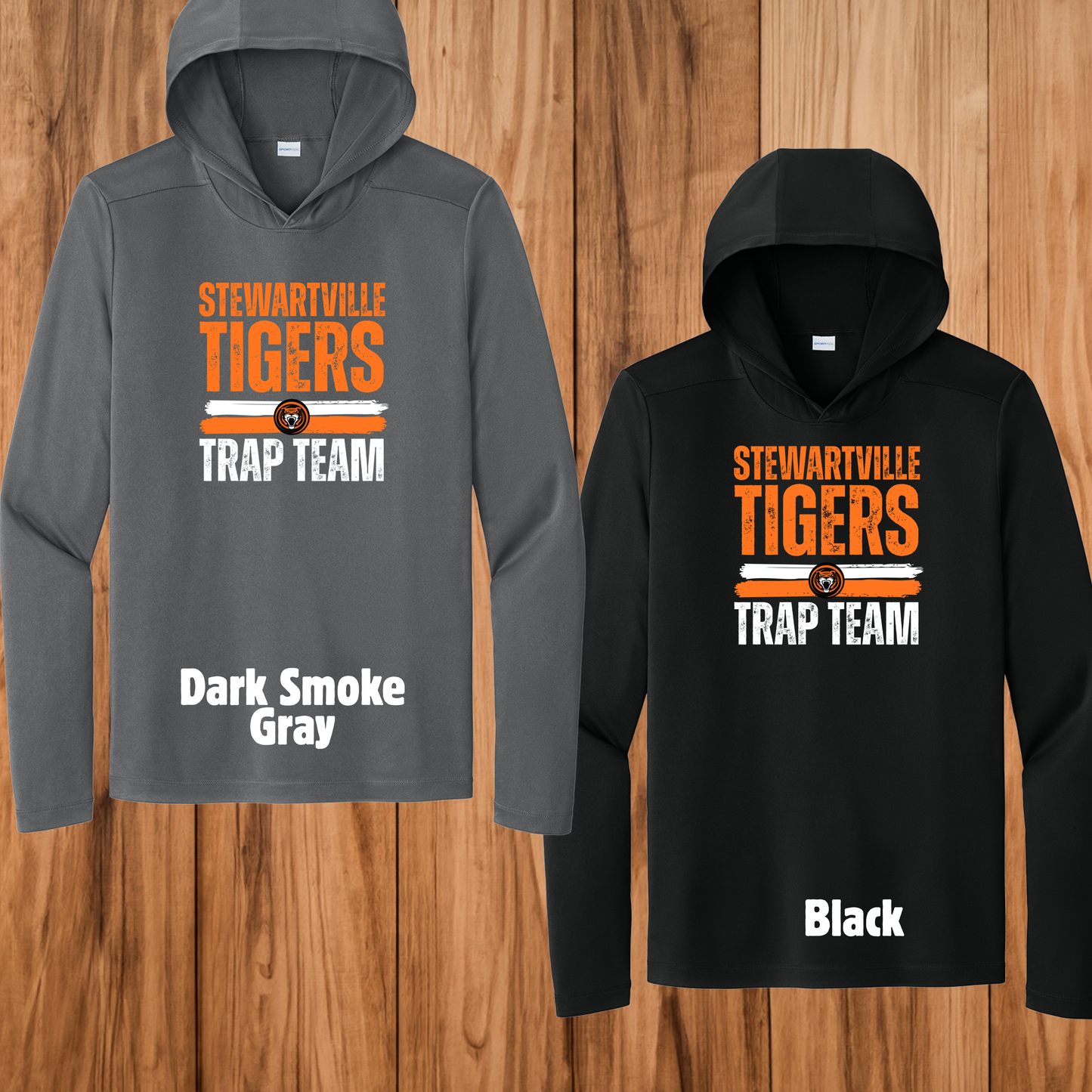 Stewartville Tigers Trap Team - YOUTH Long sleeve hooded sunshirt - multiple designs