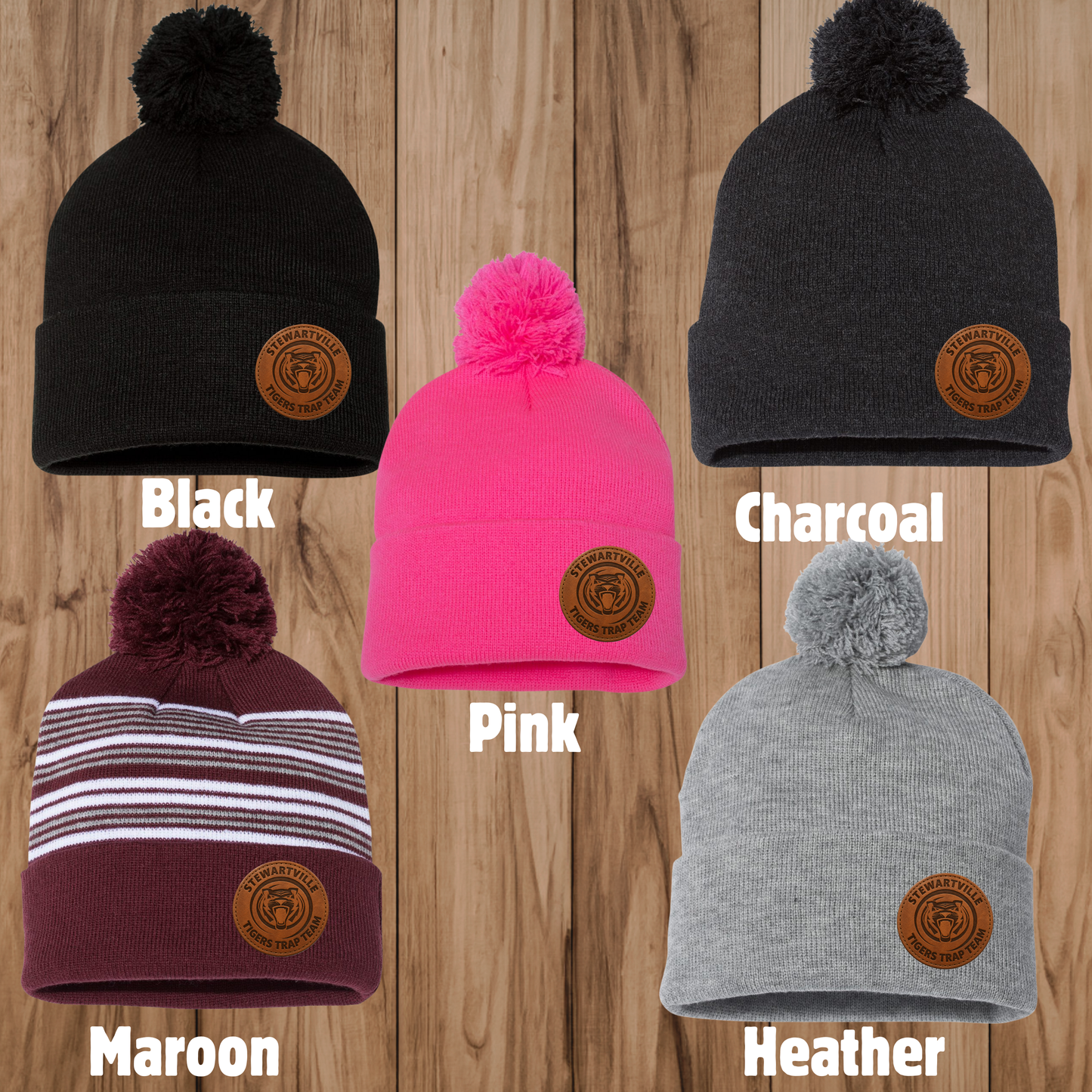 Stewartville Tigers Trap Team - Pom-Pom Cuffed Beanie- multiple designs