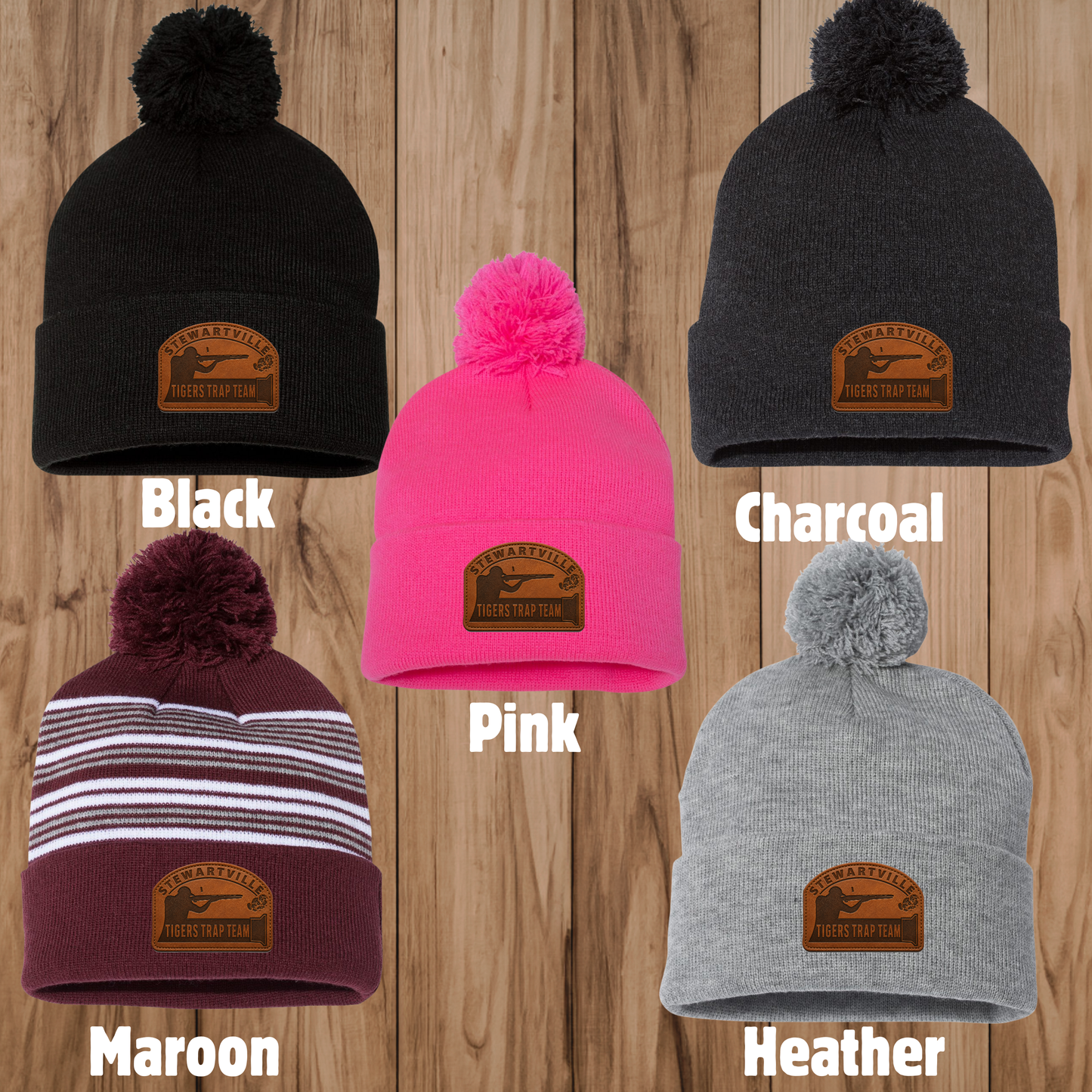 Stewartville Tigers Trap Team - Pom-Pom Cuffed Beanie- multiple designs
