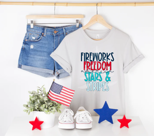 Freedom Fireworks Stars and Stripes - Tank, Short Sleeve, Long Sleeve, Crew or Hoodie