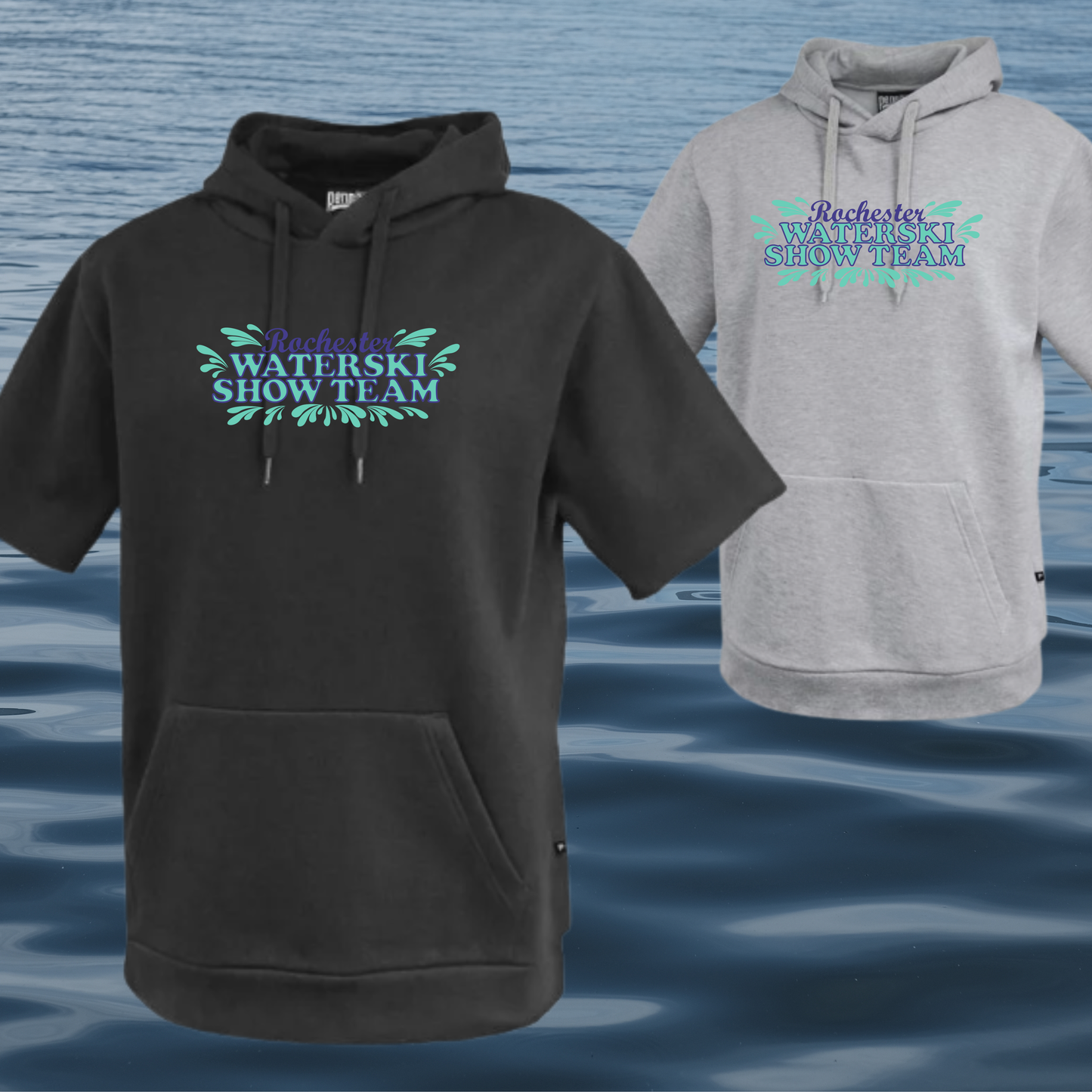 Skidox Rochester Water Ski Team - Splash Design - PREMIUM Short Sleeve Hoodie - Adult and Youth
