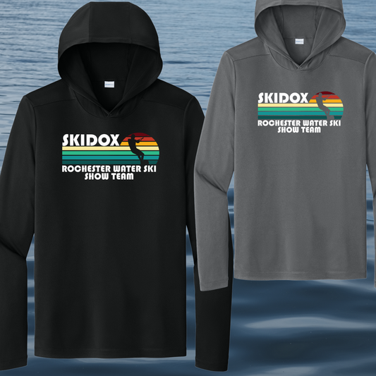 Skidox Rochester Water Ski Team - Retro Sunset Design - YOUTH Long sleeve hooded sunshirt