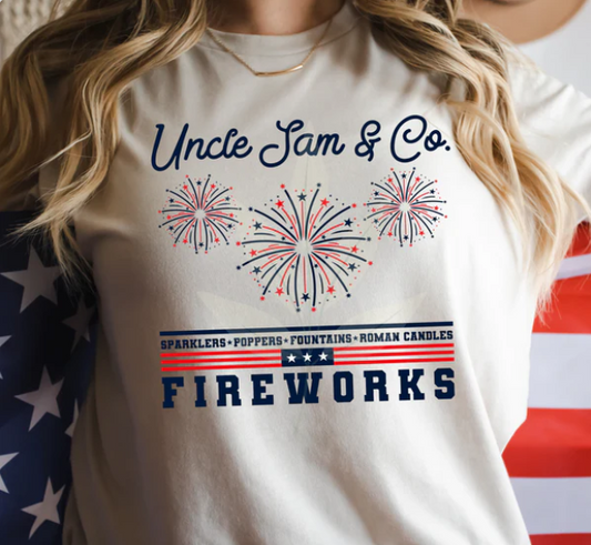 Uncle Sam Fireworks - Tank, Short Sleeve, Long Sleeve, Crew or Hoodie